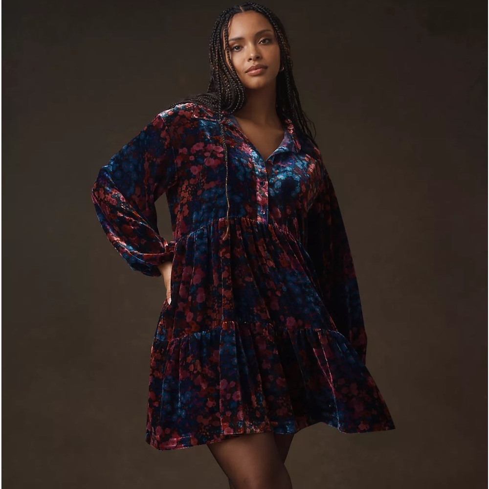 MWT The Bettina Tiered Mini Shirt Dress by Maeve